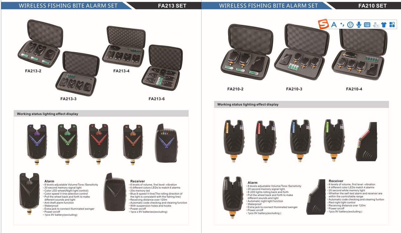 Carp Fishing Bite Alarm 8 LED 4+1Set Wireless Fishing Bite Alarm 