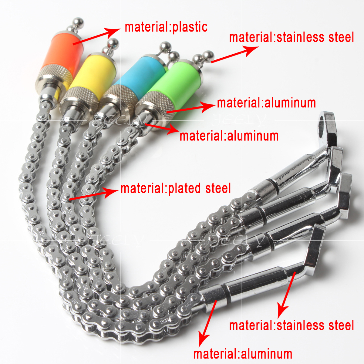 Fishing Swinger Steel Chain Stainless Steel Aluminum Set Swinger Carp Fishing Indicator 4 Colors for bite alarm